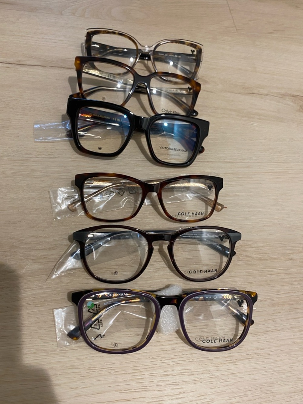 Mixed Brown Designer Eyeglasses - Cole Haan, CK & Victoria Beckham
